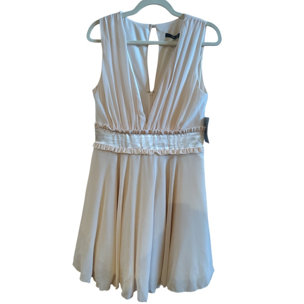 TFNC London Woman's Pink Beige Mini Dress Sz Large Plunge Neckline New With Tags
